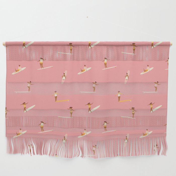 Surf girls in pink Wall Hanging Gallery Image 1