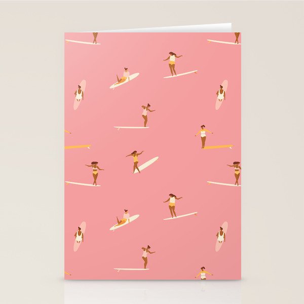 Surf girls in pink Stationery Card Gallery Image 2