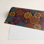 Dark Burgundy, Teal & Mustard Floral Wrapping Paper Gallery Image 2