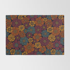 Dark Burgundy, Teal & Mustard Floral Rug Gallery Image 2
