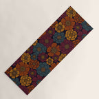 Dark Burgundy, Teal & Mustard Floral Yoga Mat Gallery Image 1