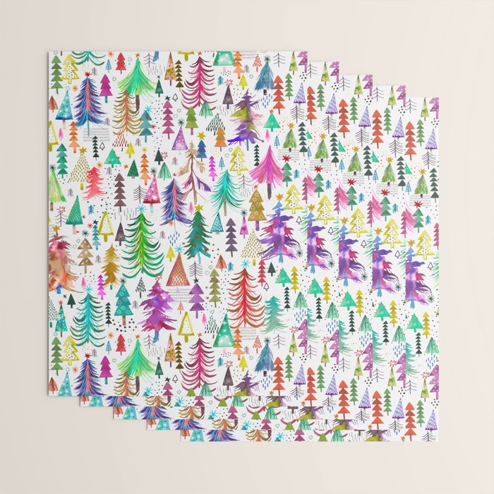 Colorful Christmas Trees Wrapping Paper Gallery Image 3