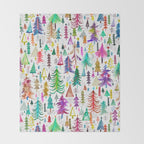 Colorful Christmas Trees Throw Blanket Gallery Image 2