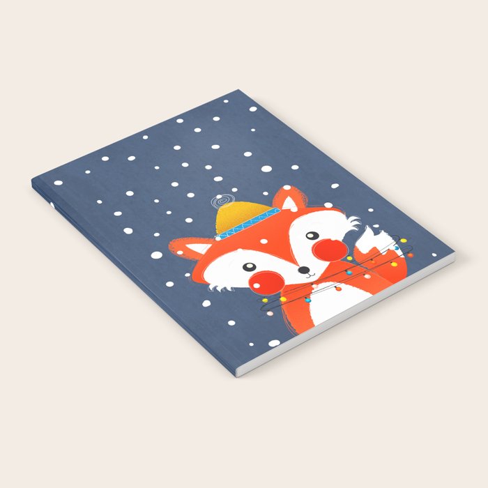 Cute christmas fox in the snow Notebook Gallery Image 1