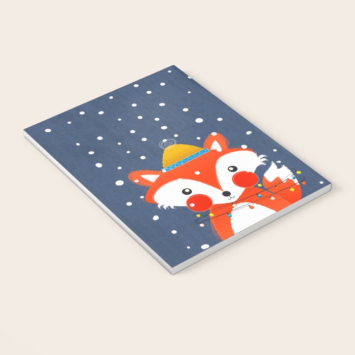 Cute christmas fox in the snow Notebook Gallery Image 3