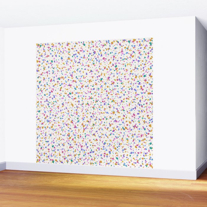 Festive Speckled Dot Pattern - Funfetti Rainbow Wall Mural Gallery Image 2