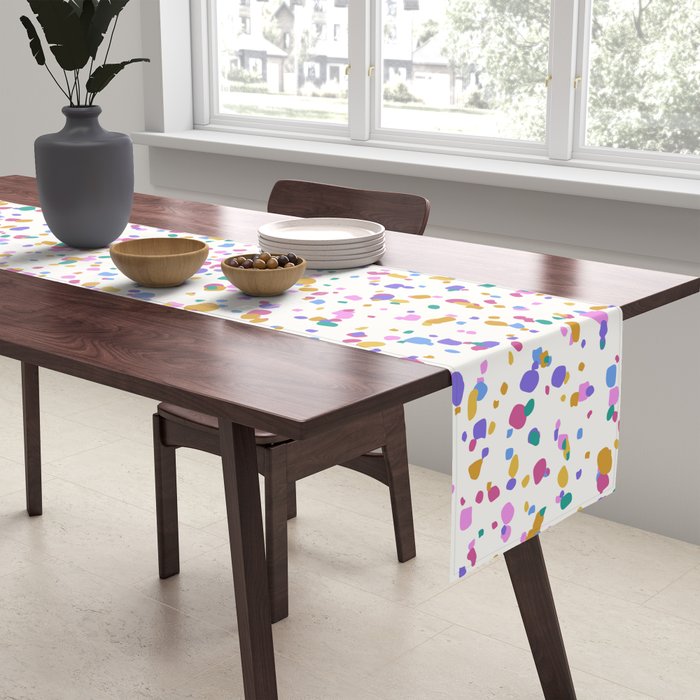 Festive Speckled Dot Pattern - Funfetti Rainbow Table Runner Gallery Image 2