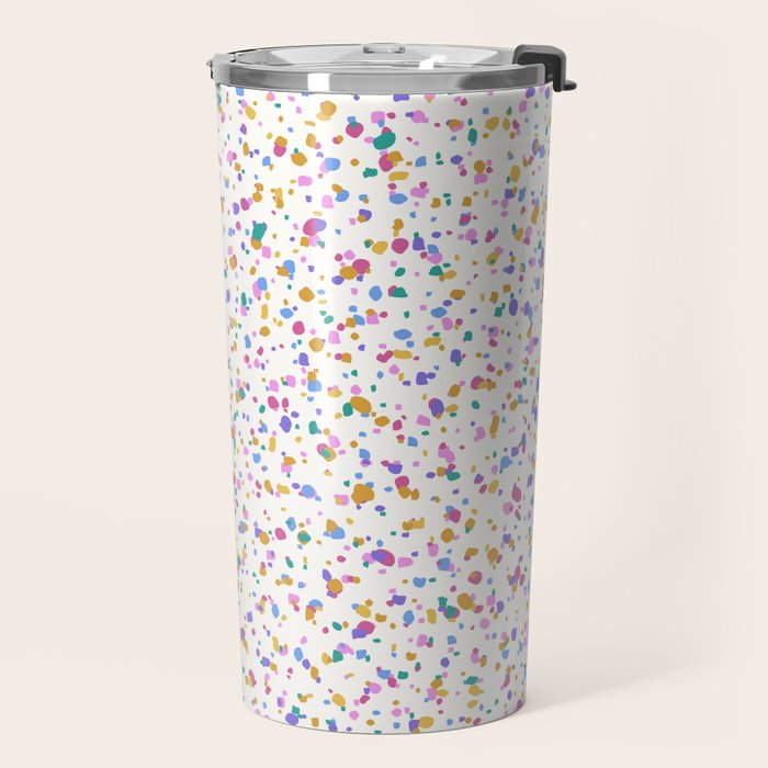 Festive Speckled Dot Pattern - Funfetti Rainbow Travel Mug Gallery Image 2