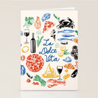 La Dolce Vita Colorful Italian Cuisine Food Doodles Stationery Card Gallery Image 2