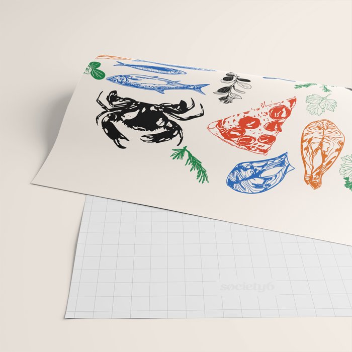 La Dolce Vita Colorful Italian Cuisine Food Doodles Wrapping Paper Gallery Image 2