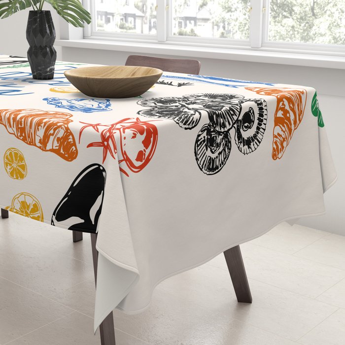 La Dolce Vita Colorful Italian Cuisine Food Doodles Tablecloth Gallery Image 3