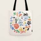 La Dolce Vita Colorful Italian Cuisine Food Doodles Tote Bag Gallery Image 1