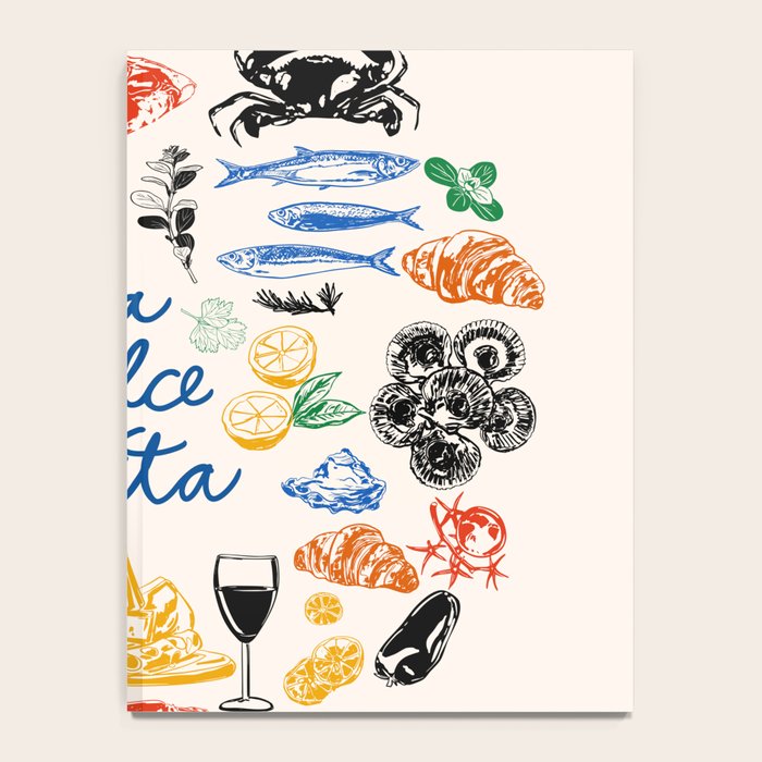 La Dolce Vita Colorful Italian Cuisine Food Doodles Notebook Gallery Image 4