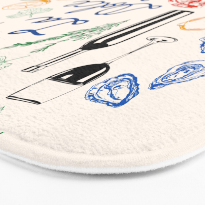 La Dolce Vita Colorful Italian Cuisine Food Doodles Bath Mat Gallery Image 3