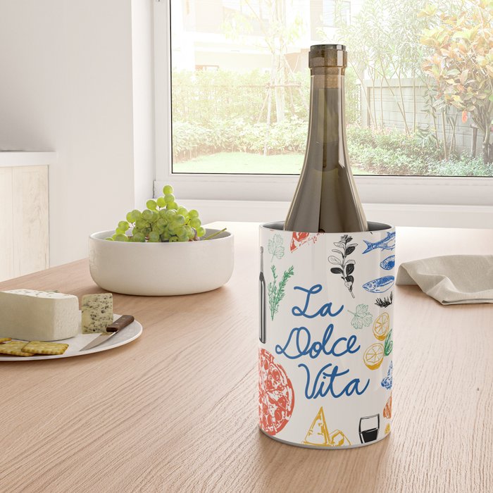 La Dolce Vita Colorful Italian Cuisine Food Doodles Wine Chiller Gallery Image 4
