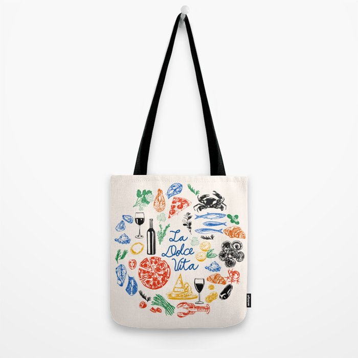 La Dolce Vita Colorful Italian Cuisine Food Doodles Tote Bag Gallery Image 2