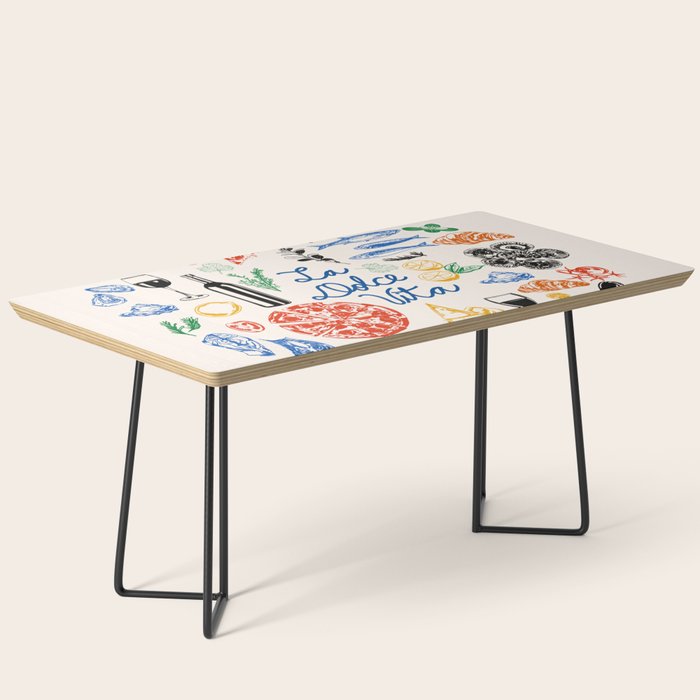 La Dolce Vita Colorful Italian Cuisine Food Doodles Coffee Table Gallery Image 1