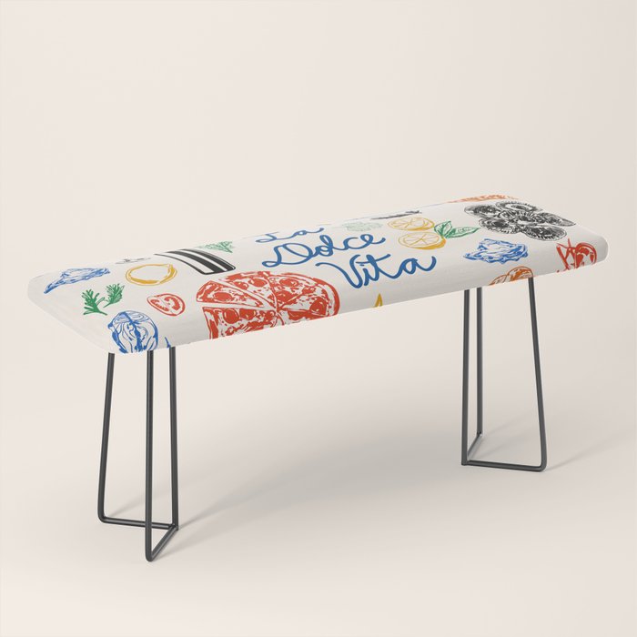 La Dolce Vita Colorful Italian Cuisine Food Doodles Bench Gallery Image 1