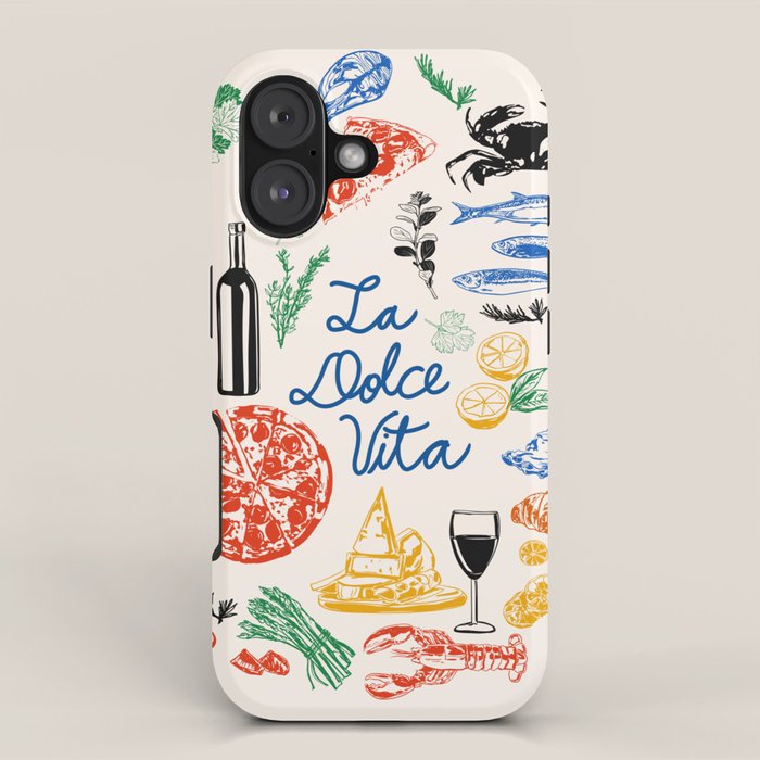 La Dolce Vita Colorful Italian Cuisine Food Doodles iPhone Case Gallery Image 1
