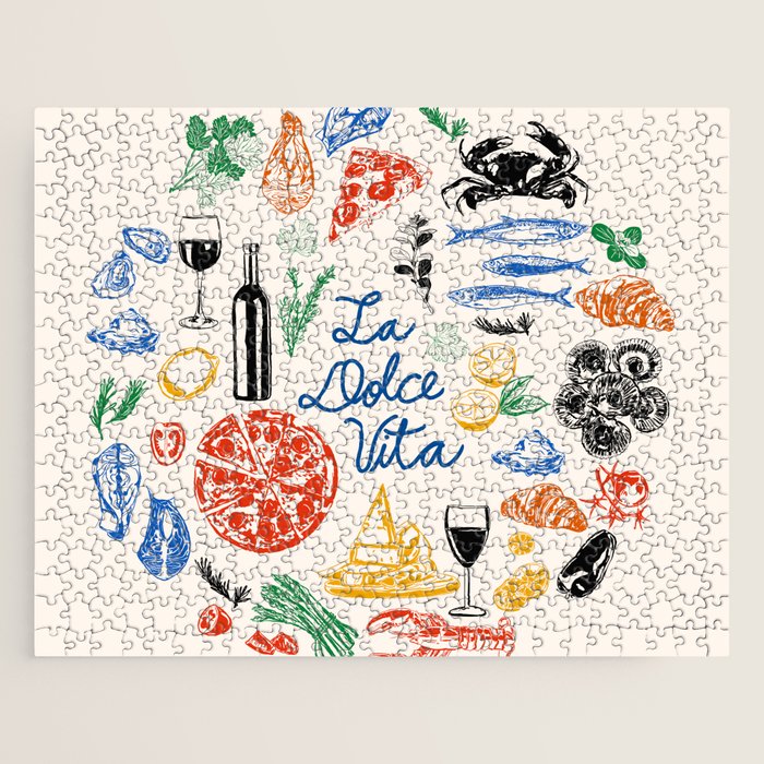 La Dolce Vita Colorful Italian Cuisine Food Doodles Jigsaw Puzzle Gallery Image 1