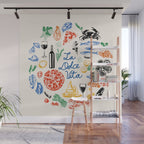 La Dolce Vita Colorful Italian Cuisine Food Doodles Wall Mural Gallery Image 1
