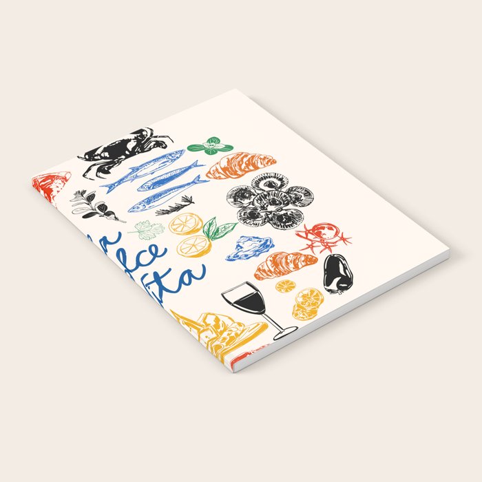 La Dolce Vita Colorful Italian Cuisine Food Doodles Notebook Gallery Image 2