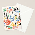 La Dolce Vita Colorful Italian Cuisine Food Doodles Stationery Card Gallery Image 2