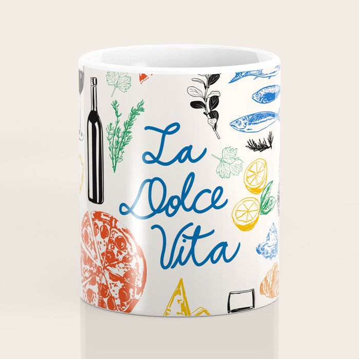 La Dolce Vita Colorful Italian Cuisine Food Doodles Coffee Mug Gallery Image 4