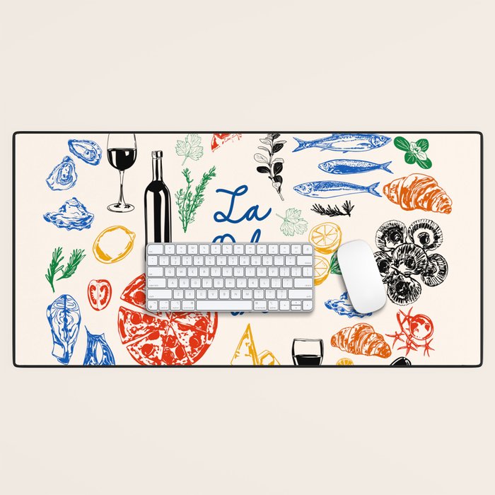 La Dolce Vita Colorful Italian Cuisine Food Doodles Desk Mat Gallery Image 1