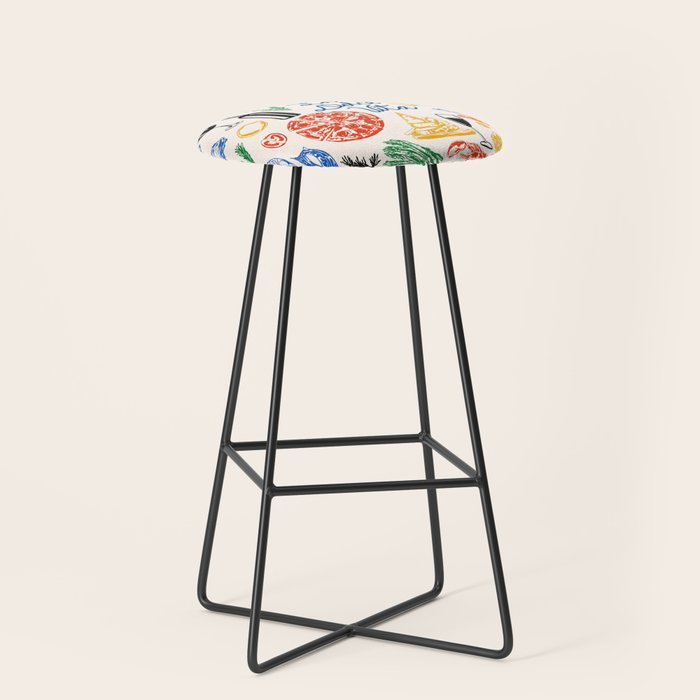 La Dolce Vita Colorful Italian Cuisine Food Doodles Stool Gallery Image 1