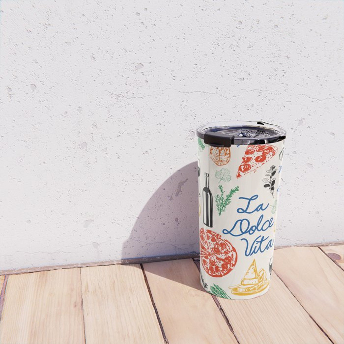 La Dolce Vita Colorful Italian Cuisine Food Doodles Travel Mug Gallery Image 4