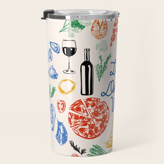 La Dolce Vita Colorful Italian Cuisine Food Doodles Travel Mug Gallery Image 3