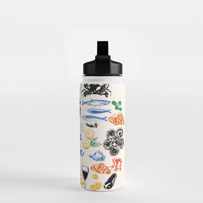 La Dolce Vita Colorful Italian Cuisine Food Doodles Water Bottle Gallery Image 2