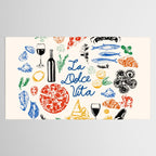 La Dolce Vita Colorful Italian Cuisine Food Doodles Tablecloth Gallery Image 2
