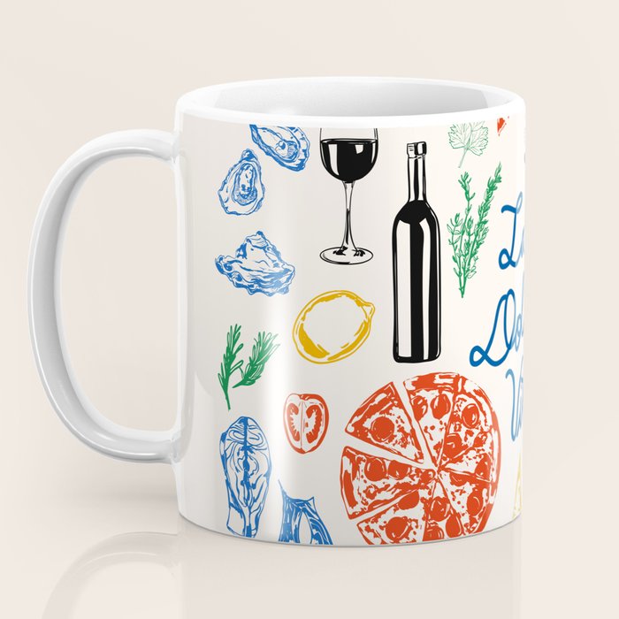 La Dolce Vita Colorful Italian Cuisine Food Doodles Coffee Mug Gallery Image 3
