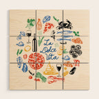 La Dolce Vita Colorful Italian Cuisine Food Doodles Wood Wall Art Gallery Image 1