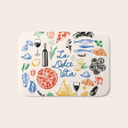 La Dolce Vita Colorful Italian Cuisine Food Doodles Bath Mat Gallery Image 1