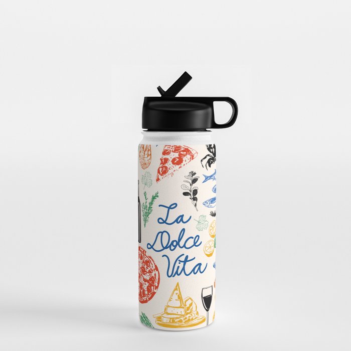 La Dolce Vita Colorful Italian Cuisine Food Doodles Water Bottle Gallery Image 1