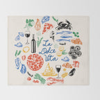 La Dolce Vita Colorful Italian Cuisine Food Doodles Throw Blanket Gallery Image 2