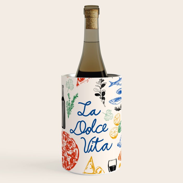 La Dolce Vita Colorful Italian Cuisine Food Doodles Wine Chiller Gallery Image 1
