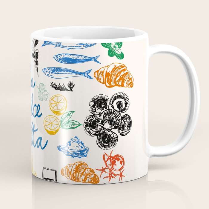 La Dolce Vita Colorful Italian Cuisine Food Doodles Coffee Mug Gallery Image 1