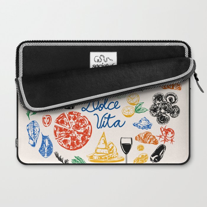 La Dolce Vita Colorful Italian Cuisine Food Doodles Laptop Sleeve Gallery Image 2