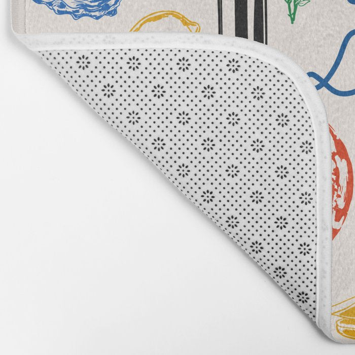 La Dolce Vita Colorful Italian Cuisine Food Doodles Bath Mat Gallery Image 2