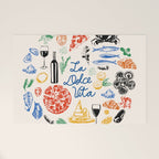 La Dolce Vita Colorful Italian Cuisine Food Doodles Welcome Mat Gallery Image 1