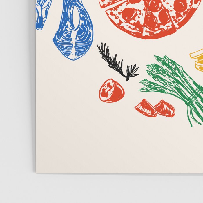 La Dolce Vita Colorful Italian Cuisine Food Doodles Poster Gallery Image 3
