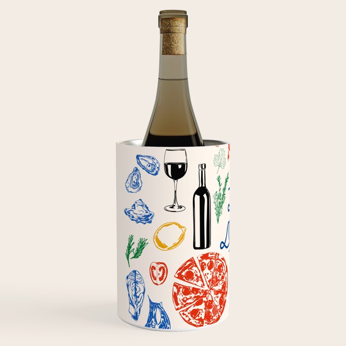 La Dolce Vita Colorful Italian Cuisine Food Doodles Wine Chiller Gallery Image 2