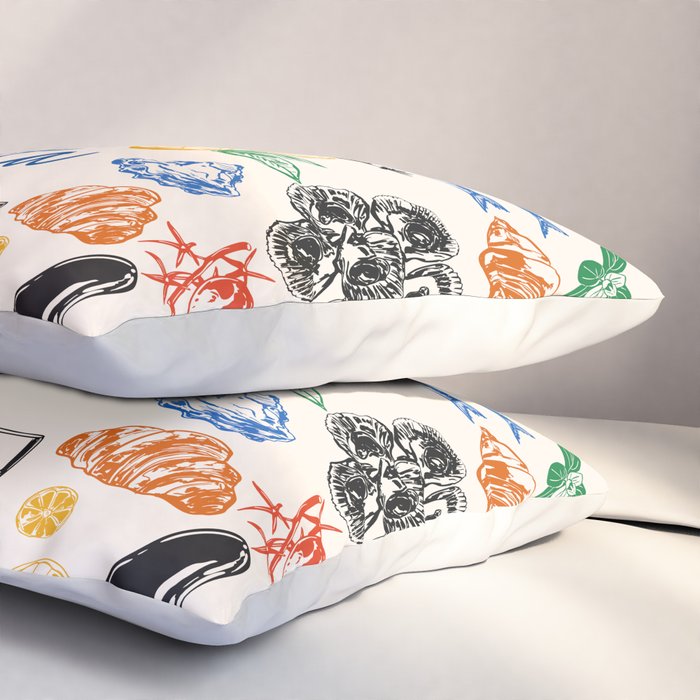 La Dolce Vita Colorful Italian Cuisine Food Doodles Pillow Sham Gallery Image 3