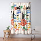 La Dolce Vita Colorful Italian Cuisine Food Doodles Window Curtain Gallery Image 5