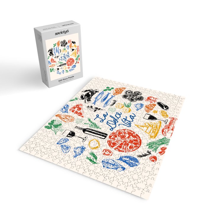 La Dolce Vita Colorful Italian Cuisine Food Doodles Jigsaw Puzzle Gallery Image 2