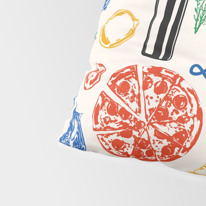 La Dolce Vita Colorful Italian Cuisine Food Doodles Pillow Sham Gallery Image 4
